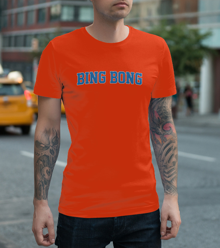 Bing Bong Orange Blue Text T-Shirt