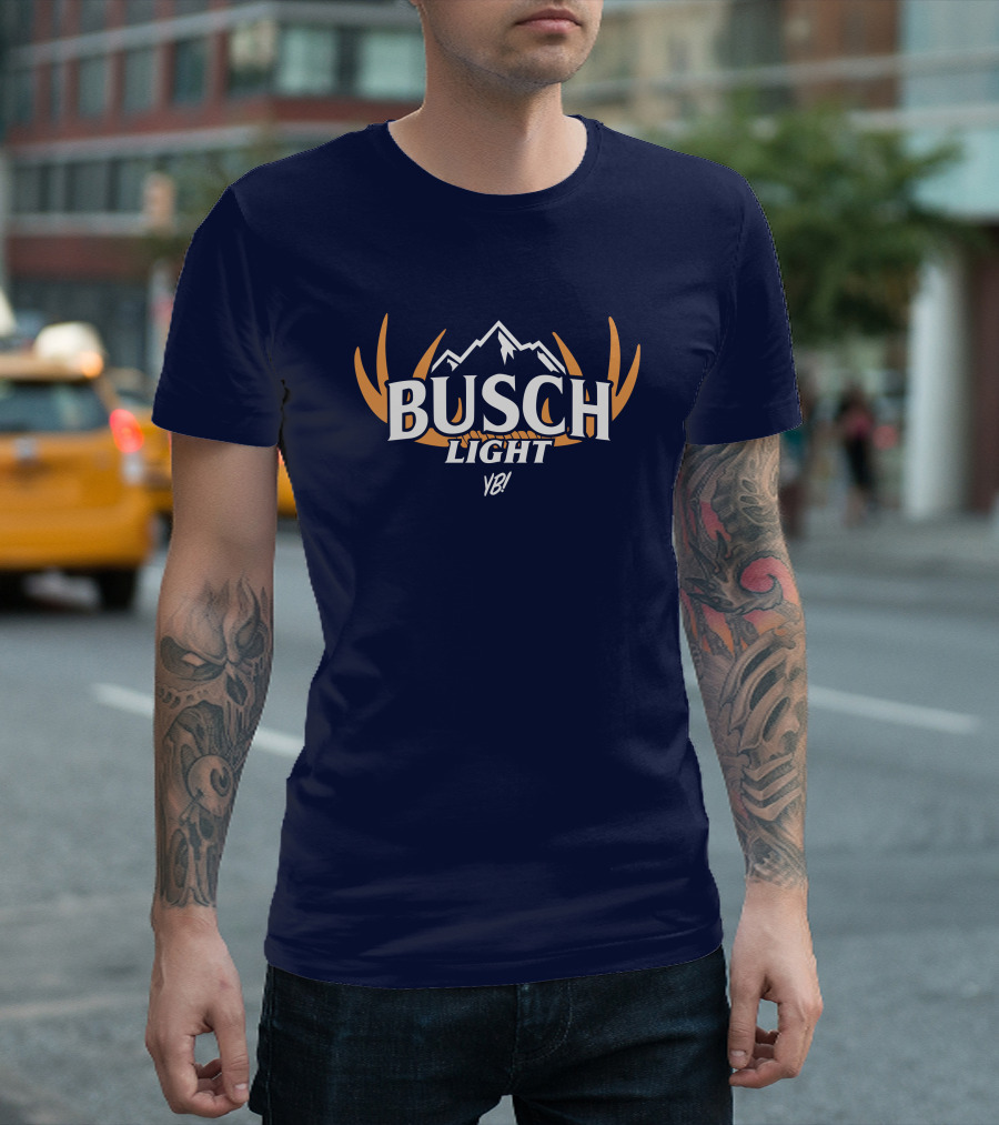 Busch Light YB Hunt Antler Logo Mountain T-Shirt