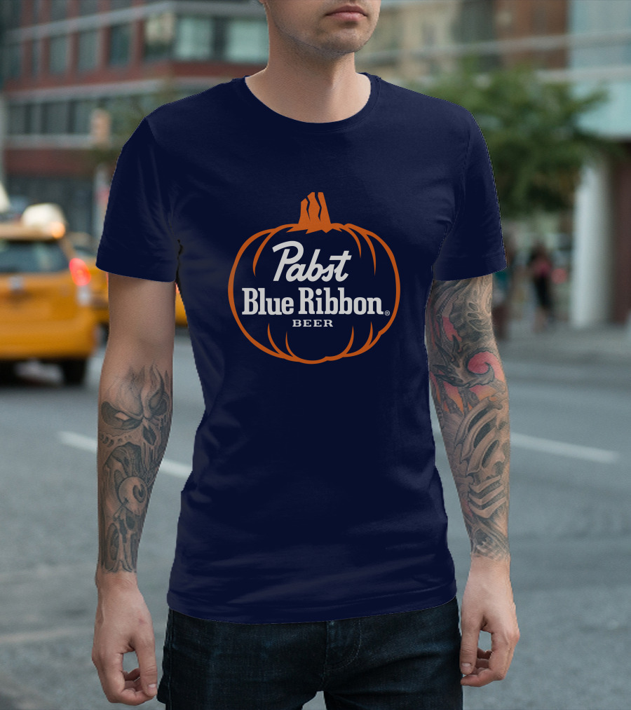 Pabst Blue Ribbon Beer Pumpkin Halloween T-Shirt