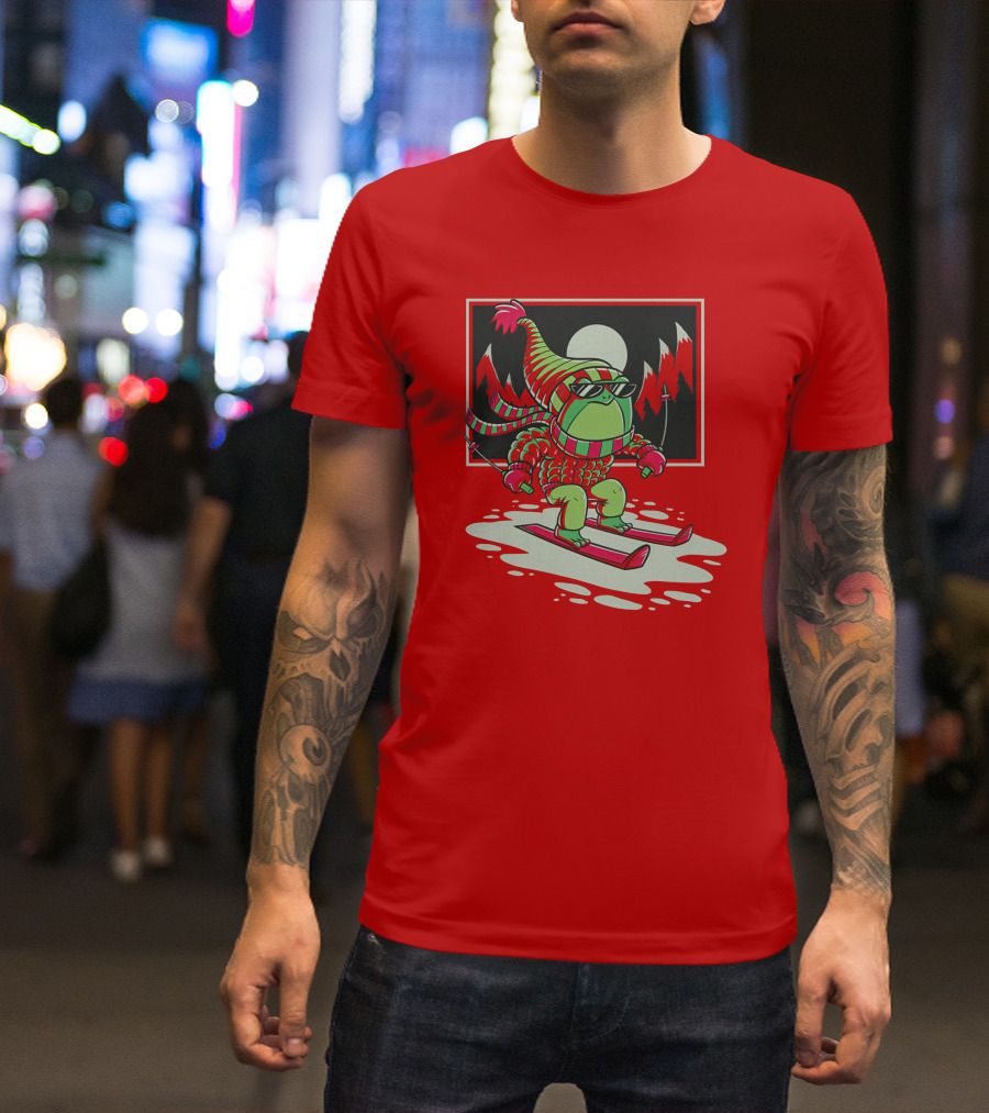 Boomerna Skifrog Merch Frog Skiing Snowy Mountains T-Shirt