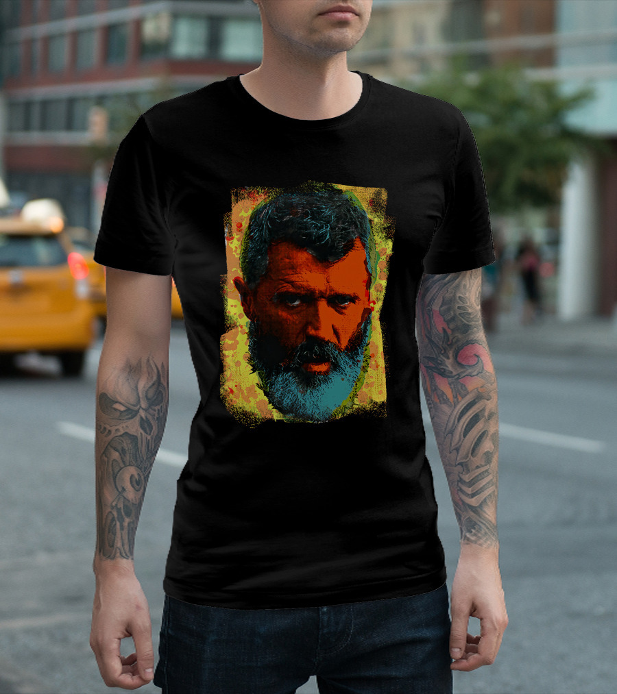 Ian Wright Roy Keane Vibrant Portrait in Colour T-Shirt