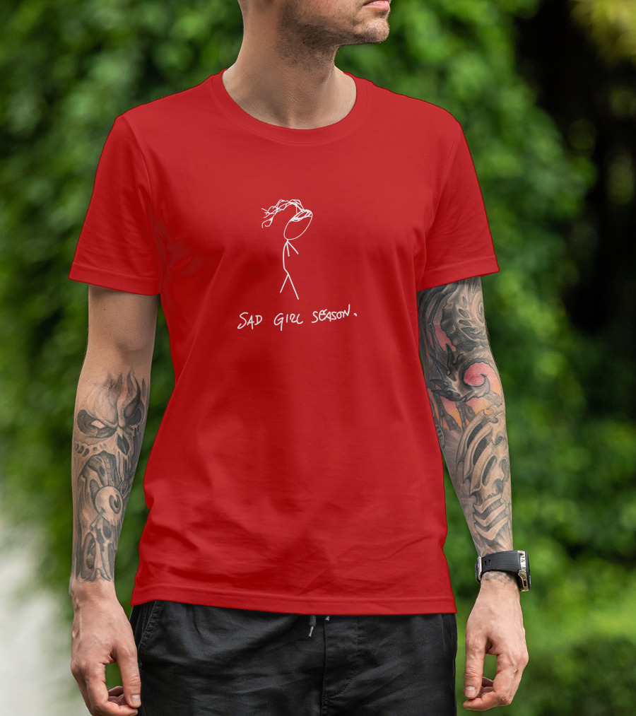 Sad Girl Season Stick Figure Drawing T-Shirt