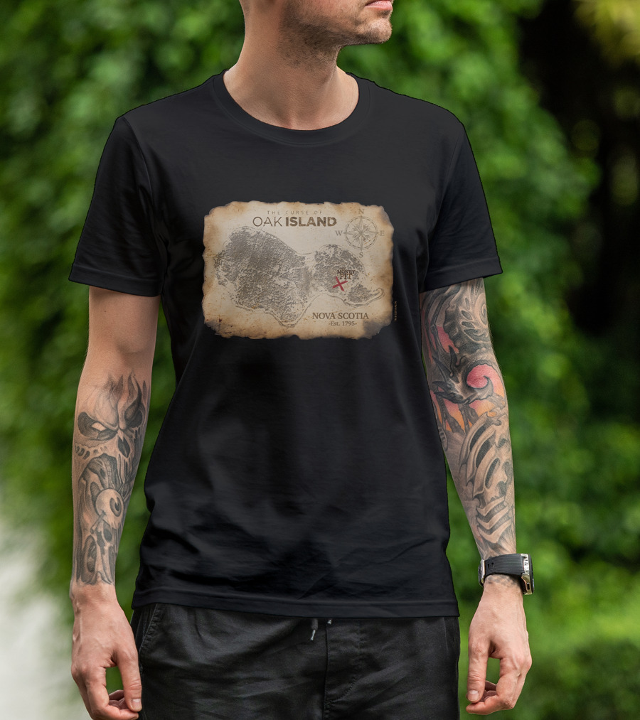 The Curse Of Oak Island Nova Scotia Money Pit Map T-Shirt