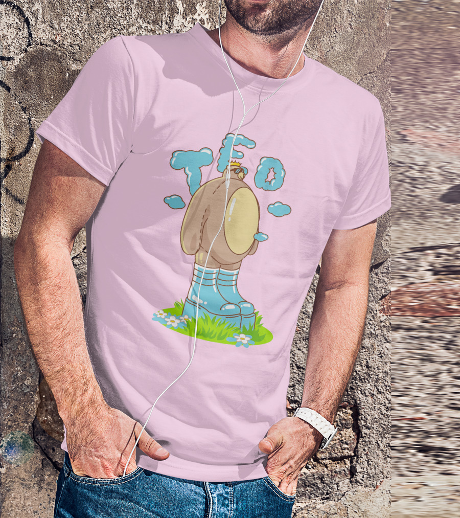 Eret Merch Ted Character With Crown And Boots Standing On Grass T-Shirt