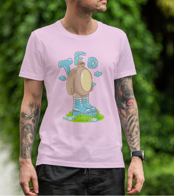 Eret Merch Ted Character With Crown And Boots Standing On Grass T-Shirt
