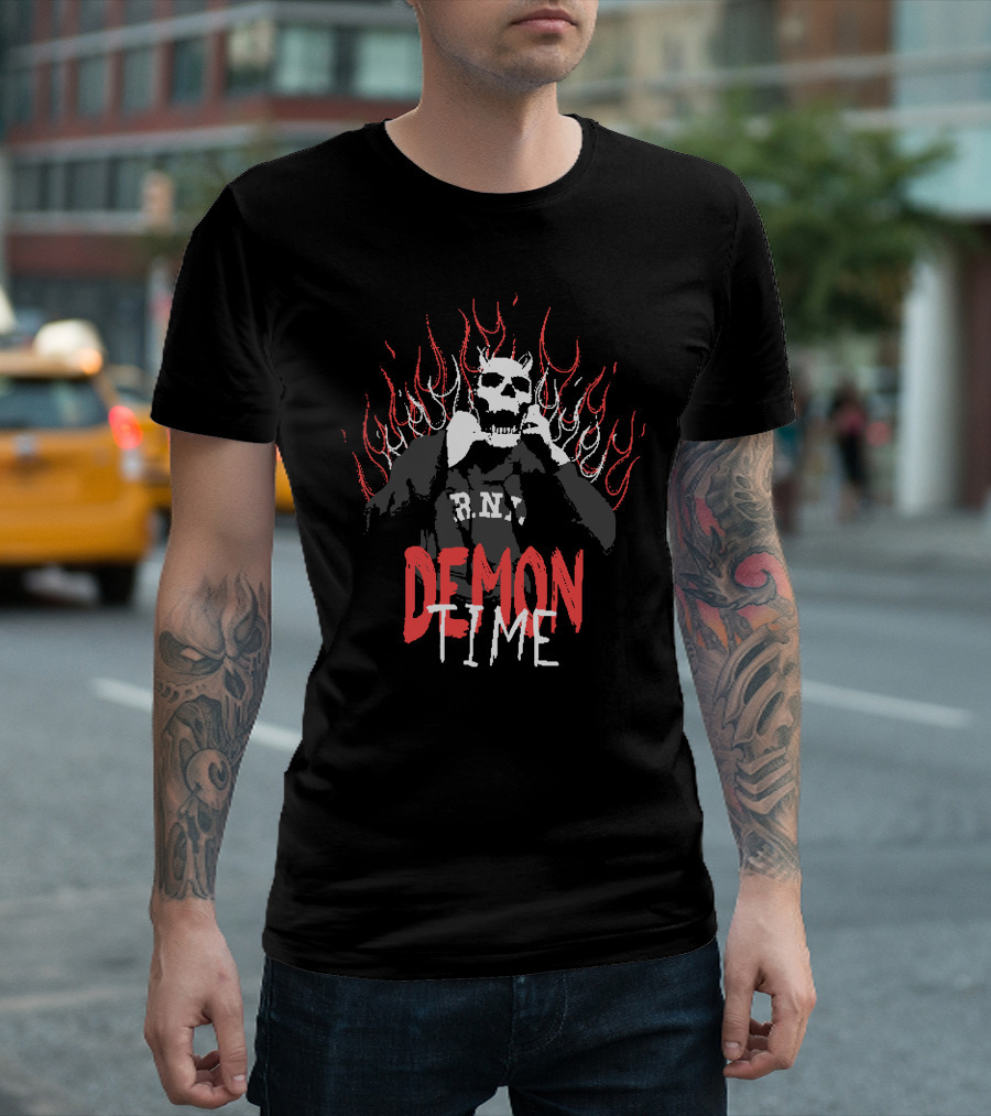 Rich And Lonely Merch Demon Time R.N.L. Skull Flames T-Shirt