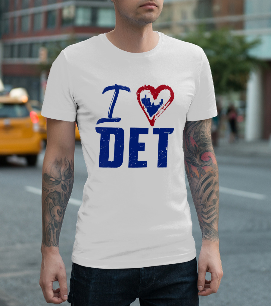 I Love DET Detroit Pistons Skyline Heart T-Shirt