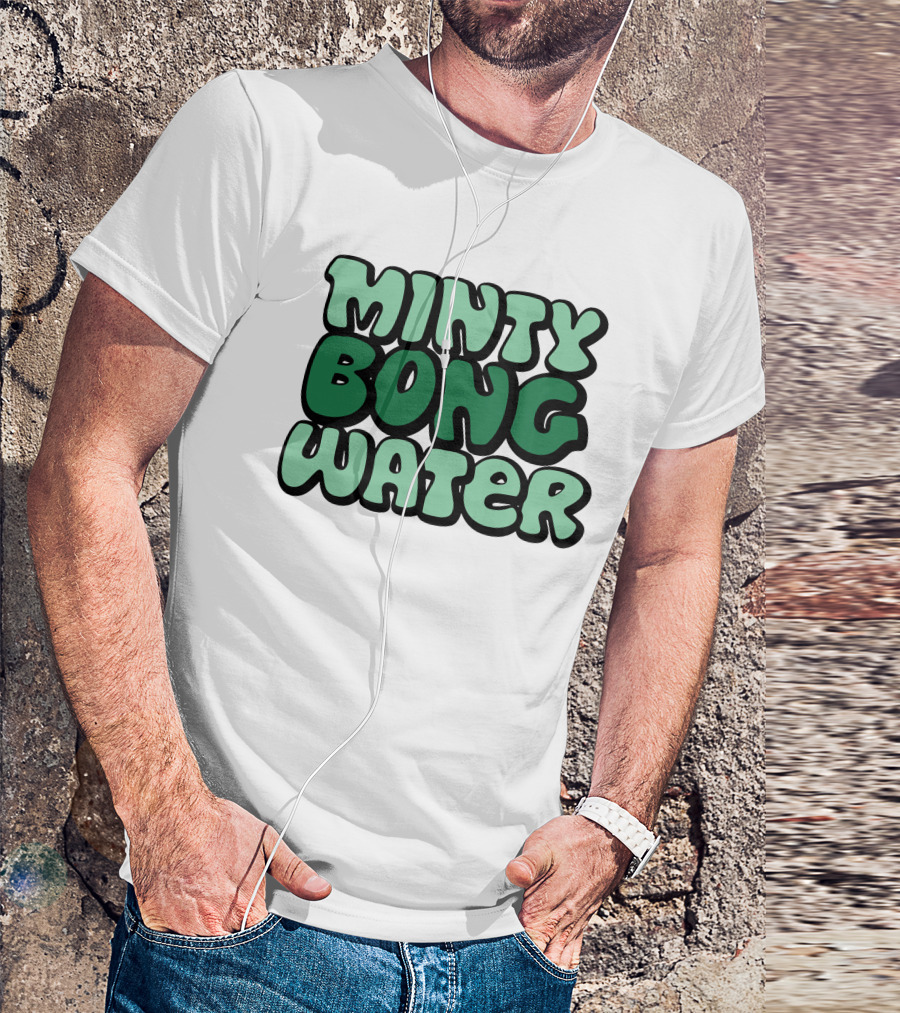 Minty Bong Water Shop Merch Mint Green Typography T-Shirt
