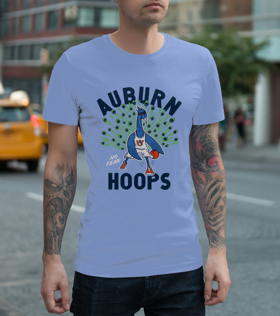 Auburn Hoops Peacock Basketball No Fear T-Shirt