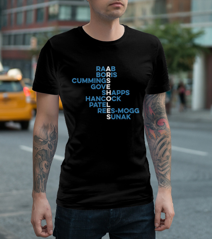 Raab Boris Cummings Gove Shapps Hancock Patel Rees-Mogg Sunak Arseholes T-Shirt