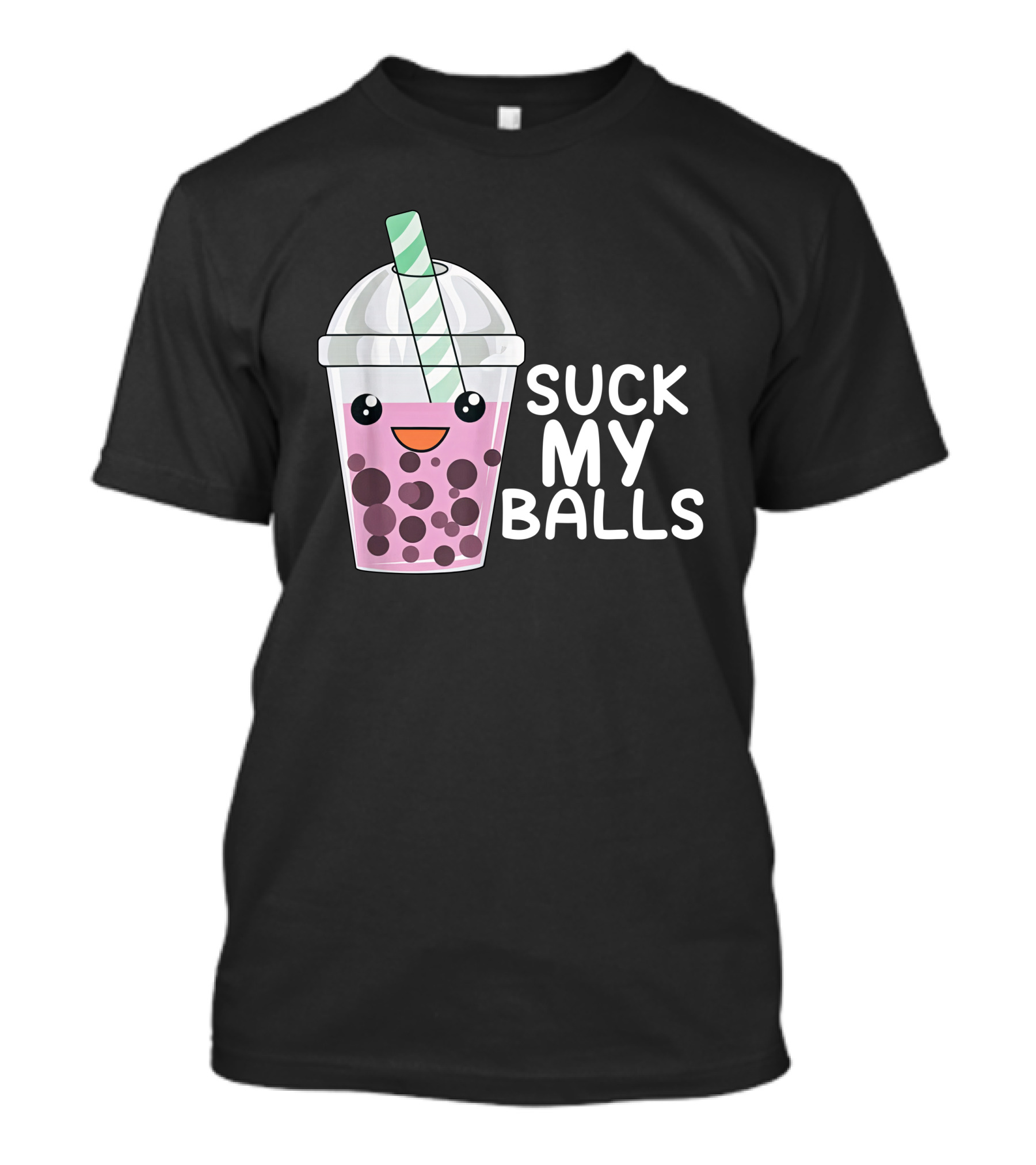 Suck My Balls Society6 Merch Bubble Tea Drink With Smiley Cup And Straw T-Shirt