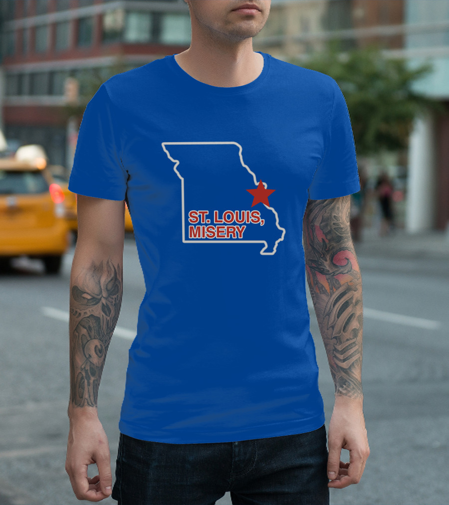Obvious Merch St. Louis Misery Map Outline With Red Star T-Shirt