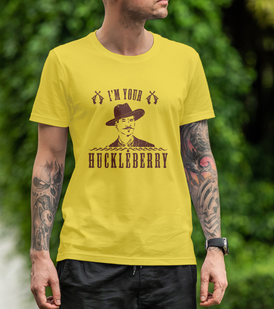 Super 70S Sports Store I'm Your Huckleberry Johnny Ringo Mustache Hat Guns T-Shirt