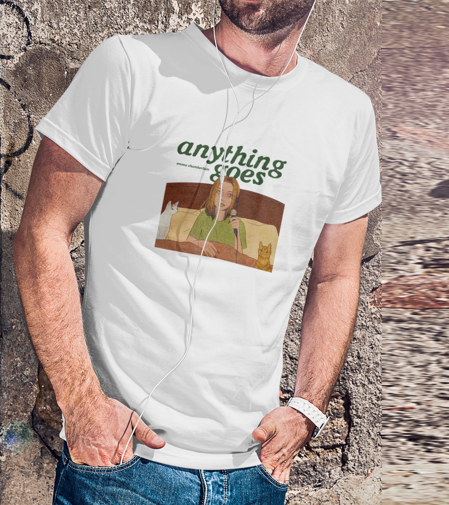 Anything Goes Emma Chamberlain Merch With Cats And Microphone T-Shirt