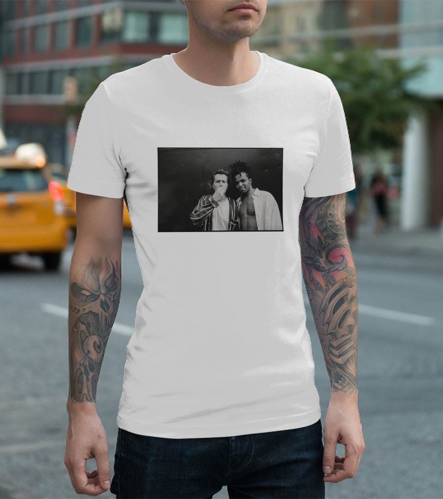 Basquiat Two Gordons 1995 Gotham City Pass The Light Iconic Black and White Photography T-Shirt