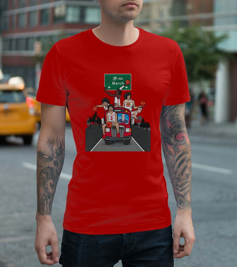 Rutgers Scarlet Knights Bus Journey to Dayton March Madness Basketball Tournament T-Shirt