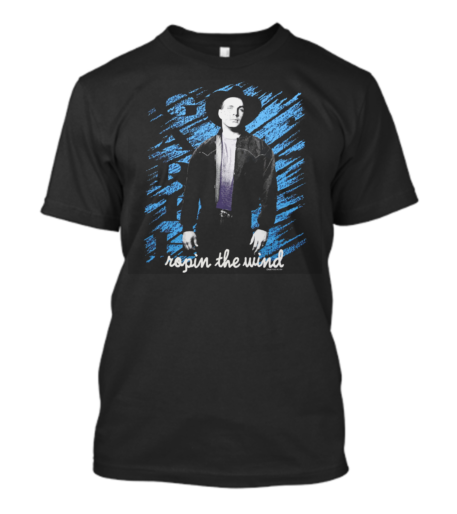 Garth Brooks 1991 Ropin The Wind Tour Blue Jacket And Black Hat T-Shirt
