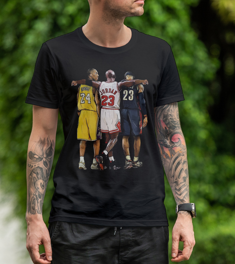 Kobe Bryant 24 Michael Jordan 23 LeBron James 23 GOAT Legendary Trio T-Shirt