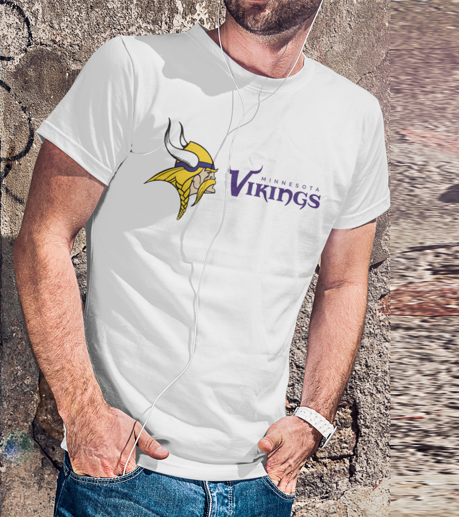 Minnesota Vikings Football Team Logo With Viking Helmet And Braided Beard T-Shirt