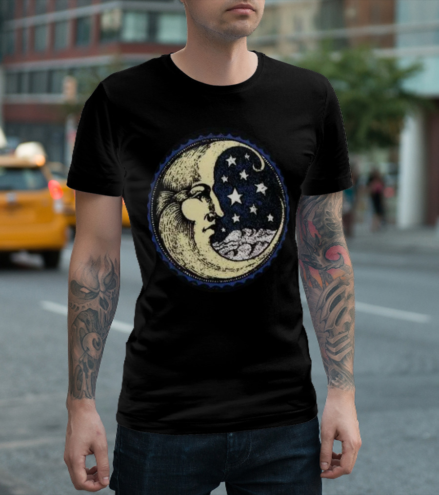 Vintage Celestial MoonMan With Stars And Face T-Shirt