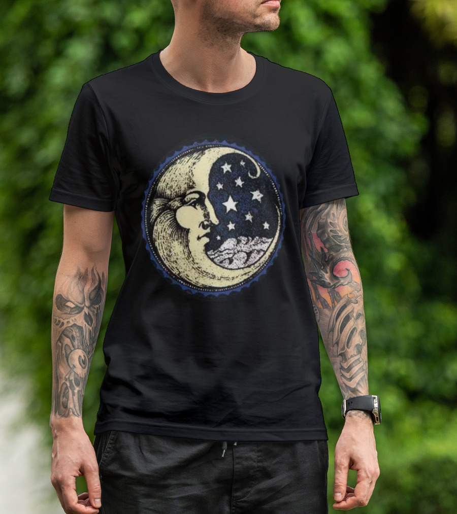 Vintage Celestial MoonMan With Stars And Face T-Shirt