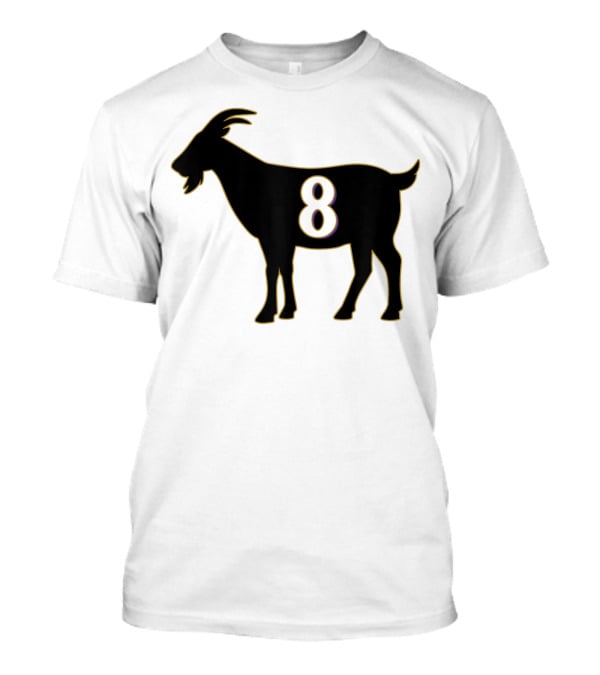 GOAT 8 Baltimore Football Maryland Raven Nation Black Goat Silhouette With Number 8 T-Shirt