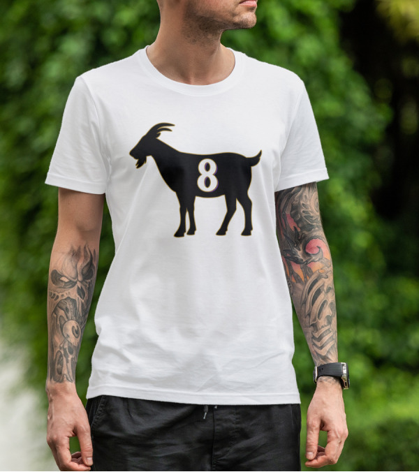 GOAT 8 Baltimore Football Maryland Raven Nation Black Goat Silhouette With Number 8 T-Shirt