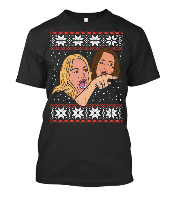Angry Yelling Woman Meme Ugly Christmas T-Shirt