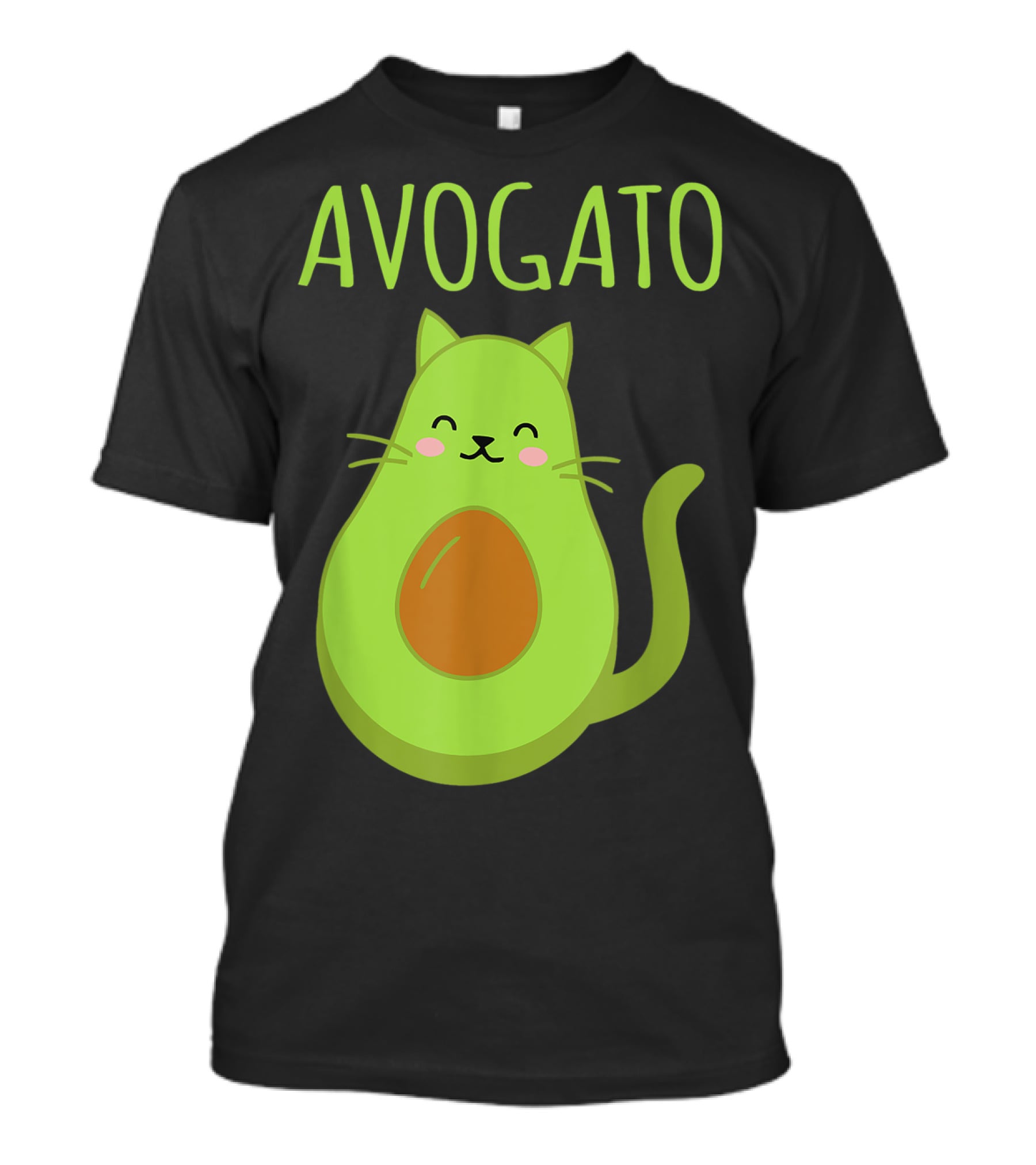 Avogato Cute Happy Cat Avocado T-Shirt