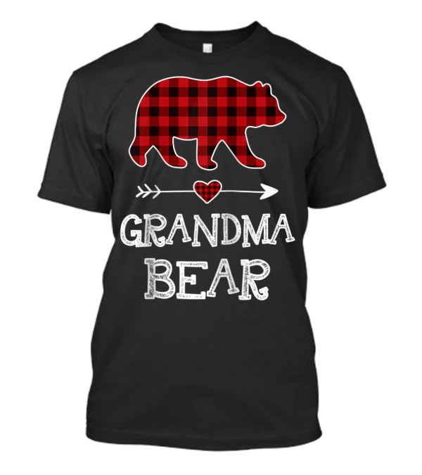 Grandma Bear Christmas Buffalo Plaid Raglan Baseball T-Shirt