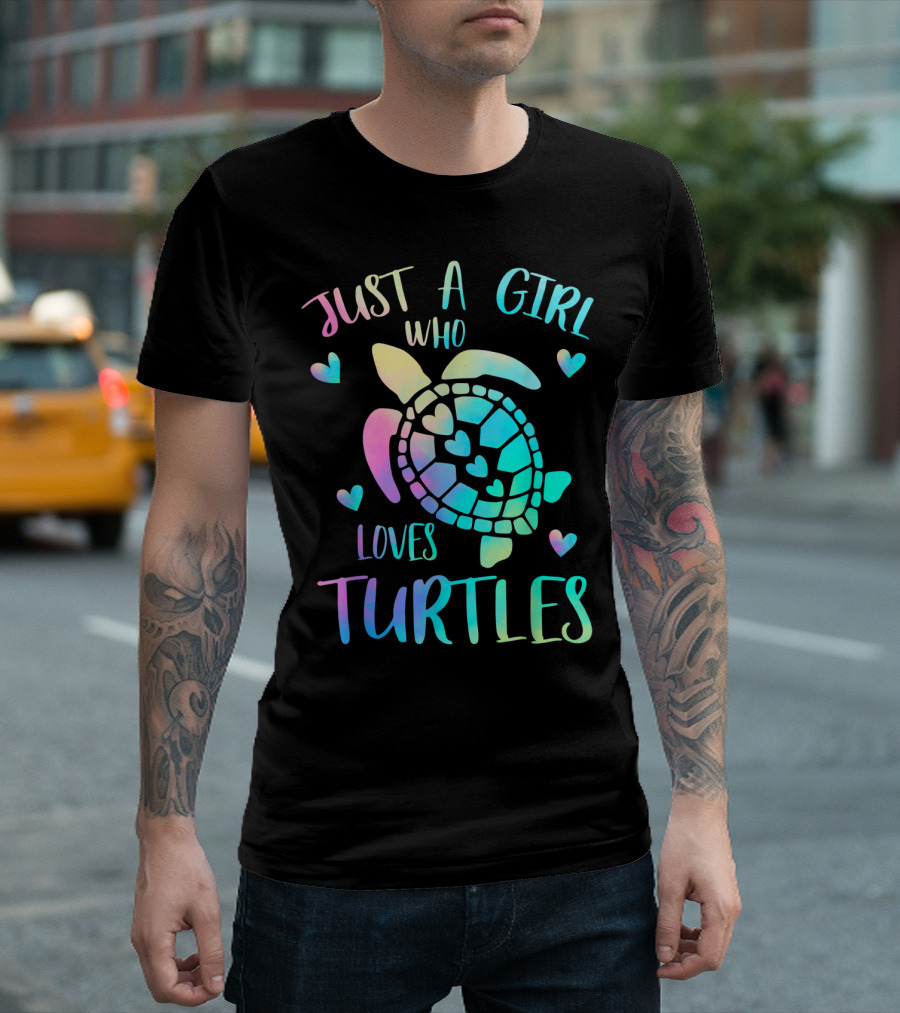 Just A Girl Who Loves Turtles Pastel Watercolor Turtle T-Shirt