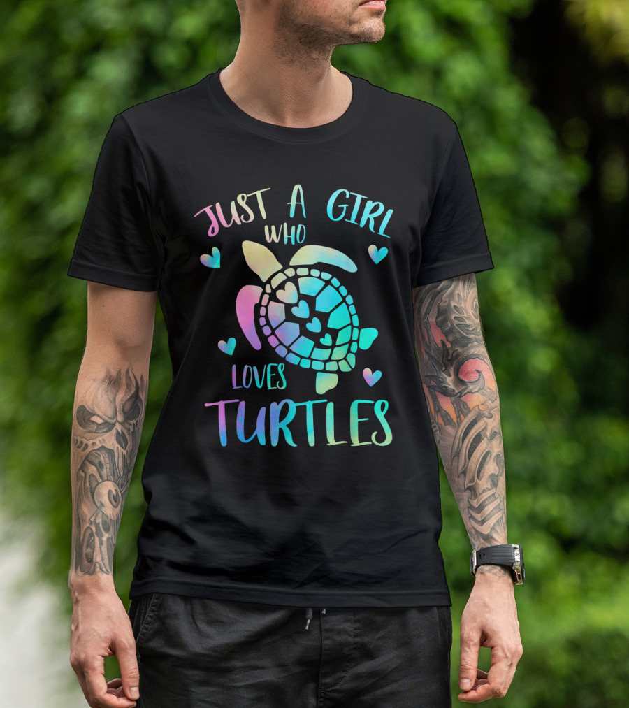 Just A Girl Who Loves Turtles Pastel Watercolor Turtle T-Shirt