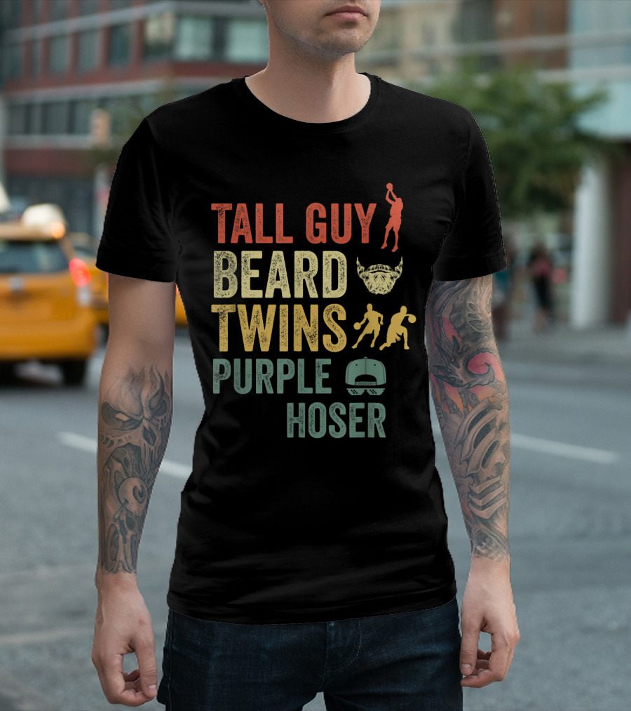 Perfect Dude Tall Guy Beard Twins Purple Hoser Basketball Cap T-Shirt