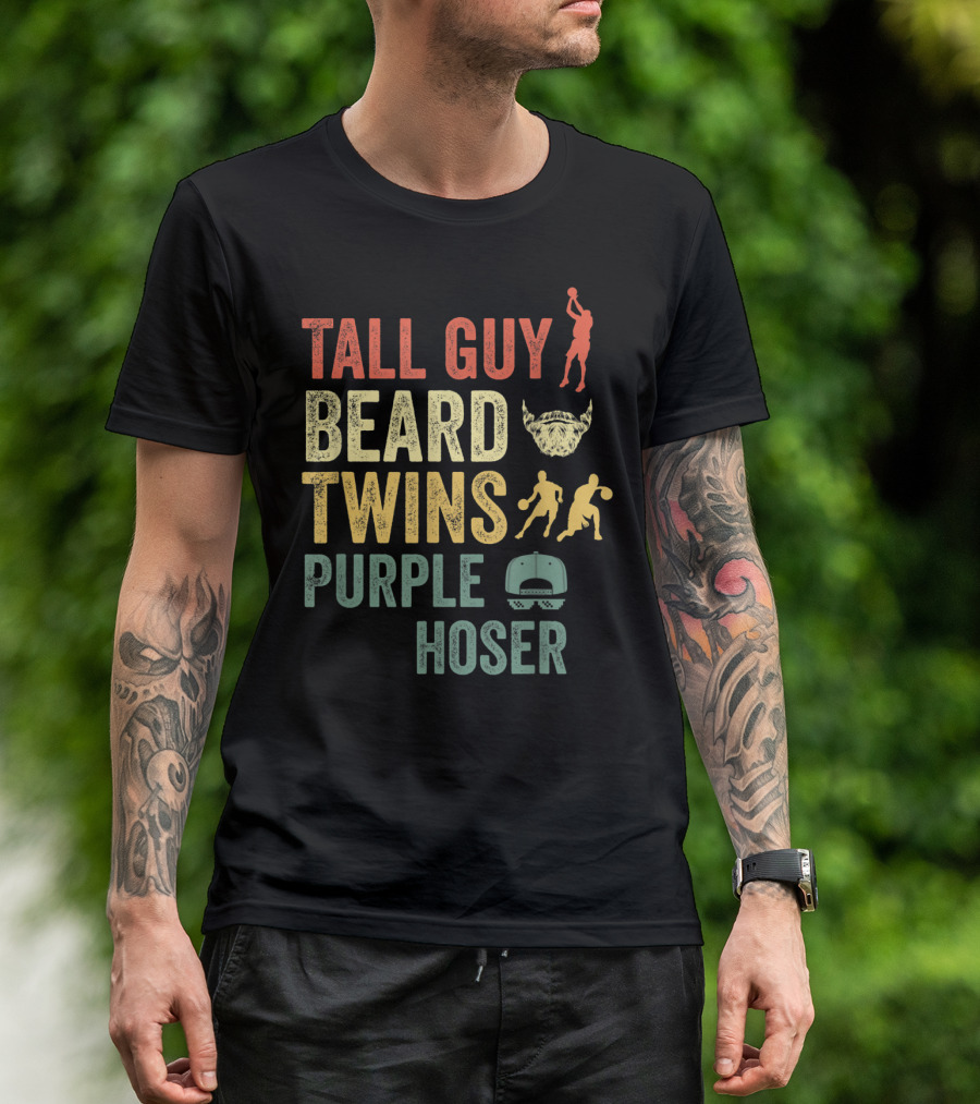 Perfect Dude Tall Guy Beard Twins Purple Hoser Basketball Cap T-Shirt