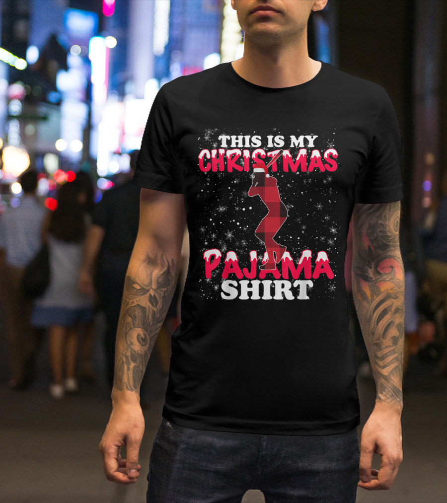 This Is My Christmas Pajama Shirt Plaid Baseball T-Shirt