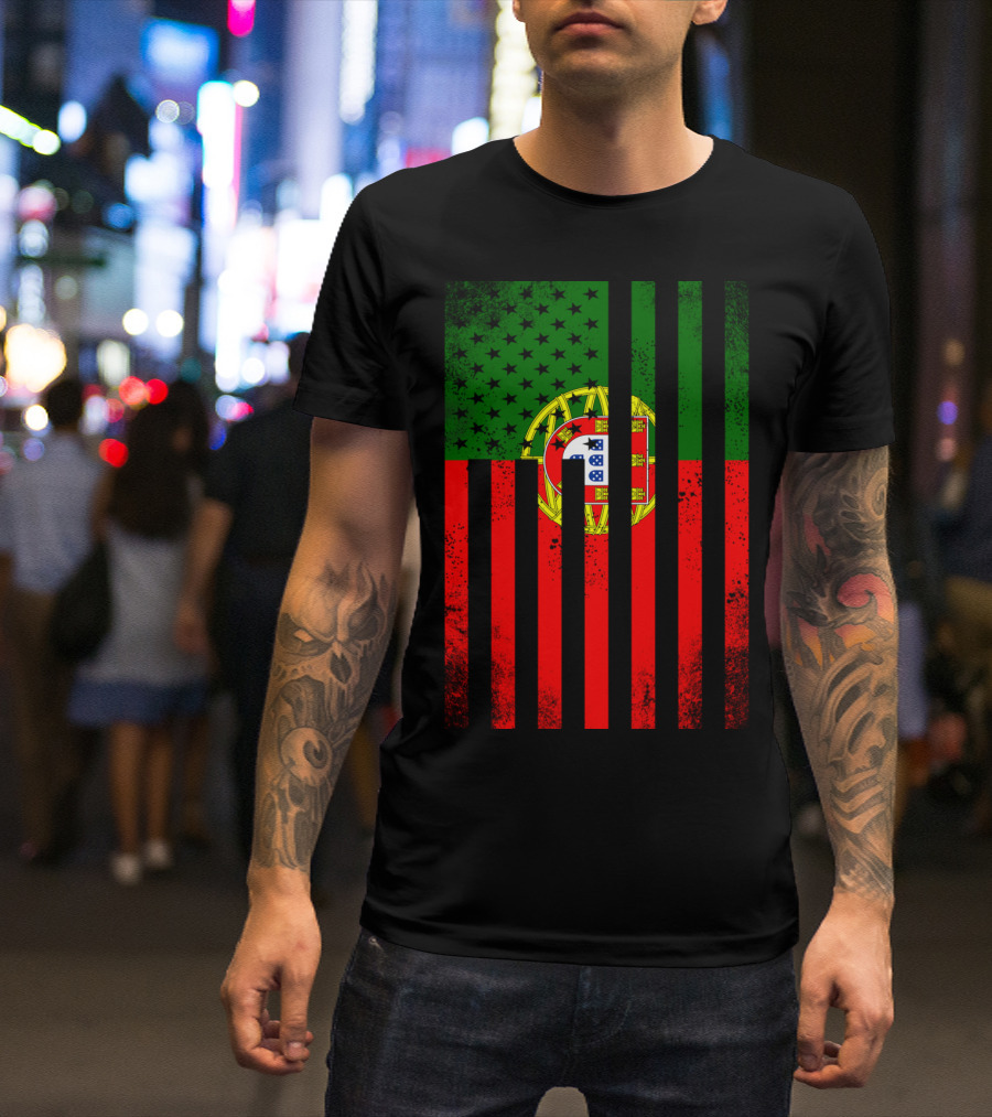 Half Portuguese Flag American Inside Me USA Flag Fusion T-Shirt
