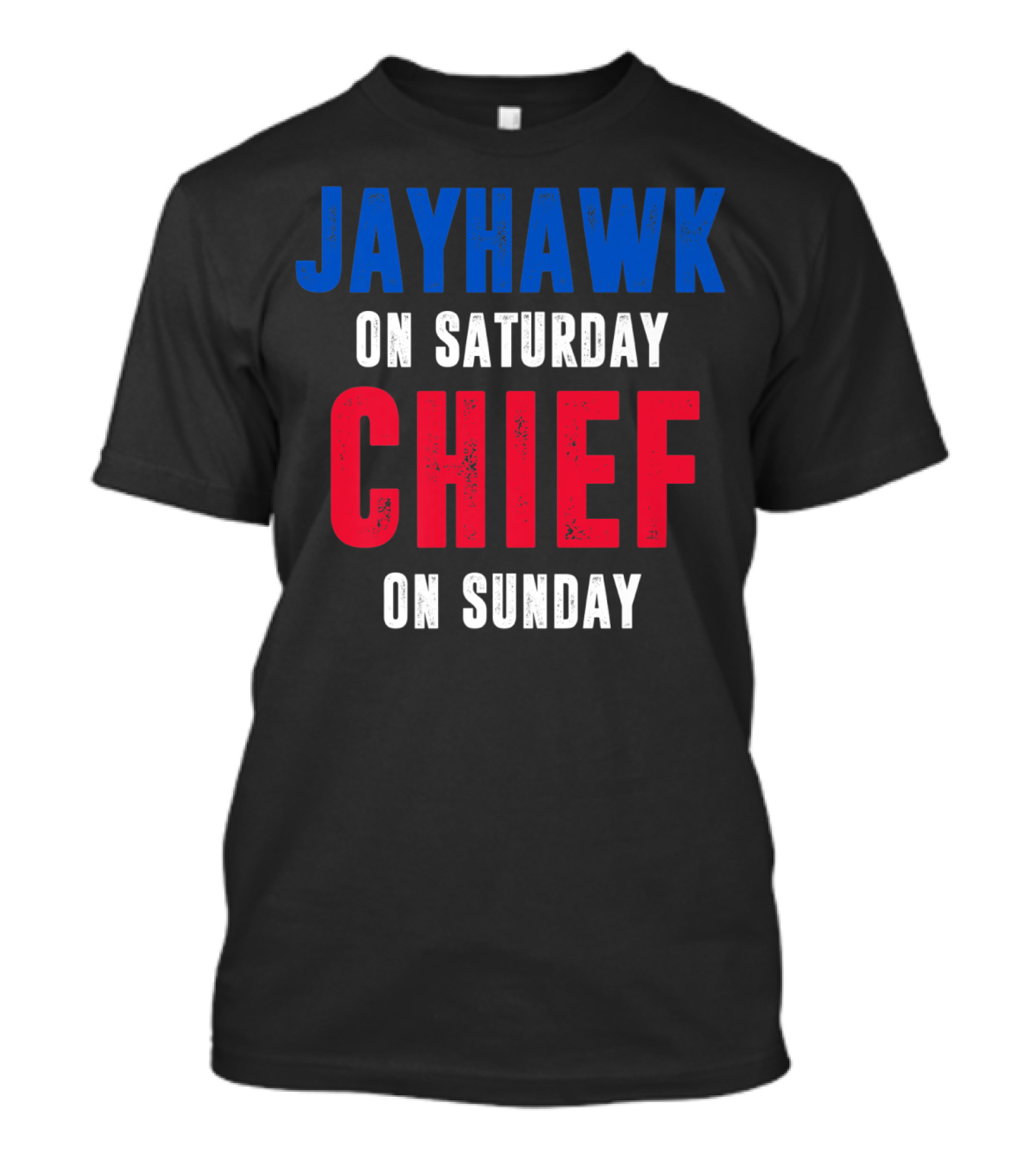 Jayhawk On Saturday Chief On Sunday Kansas MO Lawrence T-Shirt