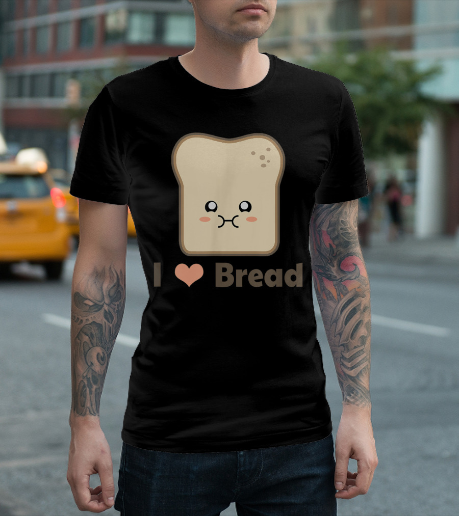 I Heart Kawaii Bread Cute Face T-Shirt