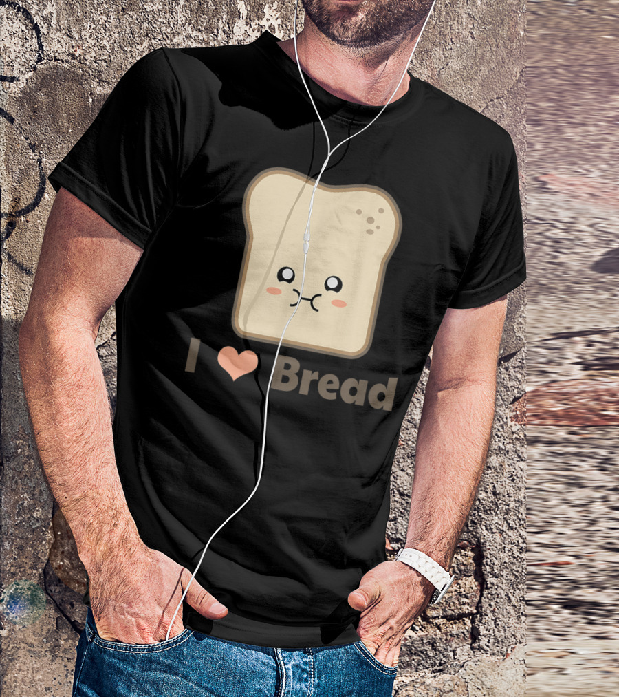 I Heart Kawaii Bread Cute Face T-Shirt