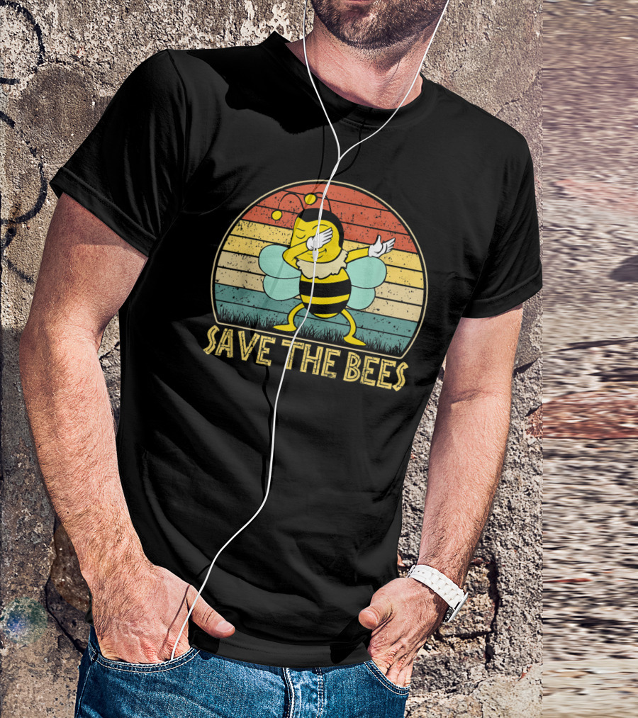 Save The Bees Vintage Dabbing Bee Retro Style Climate Change T-Shirt