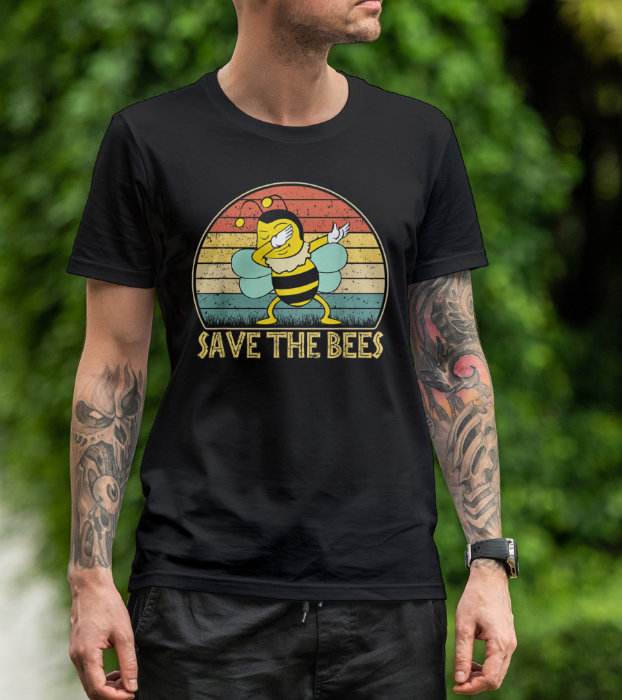 Save The Bees Vintage Dabbing Bee Retro Style Climate Change T-Shirt