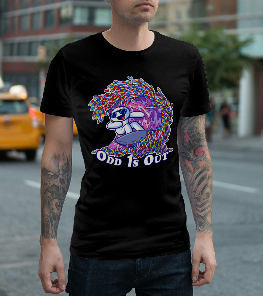 Odd 1s Out Surfing Wave of Colorful Candy T-Shirt