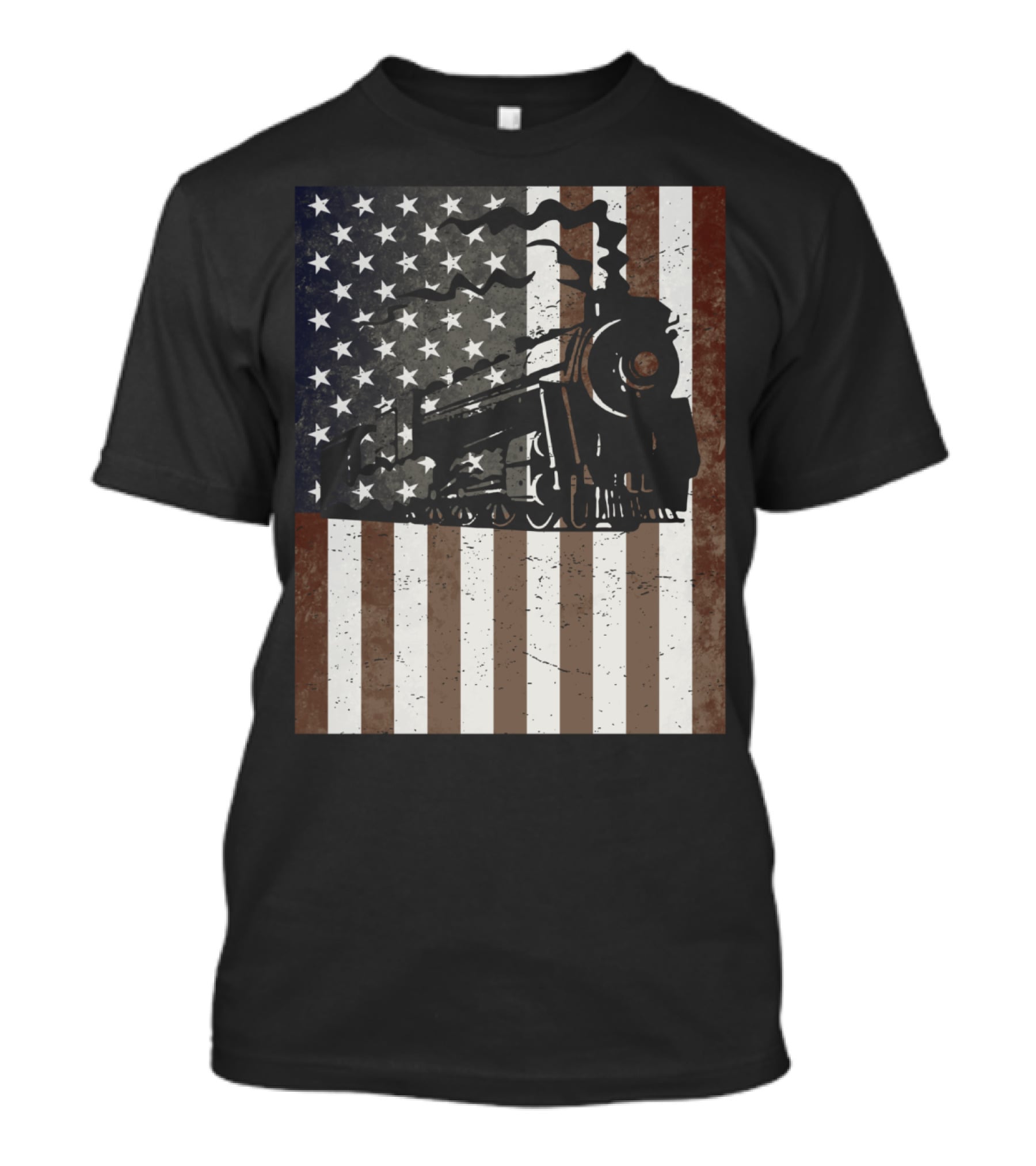 American Flag Steam Train Vintage Model Builder T-Shirt