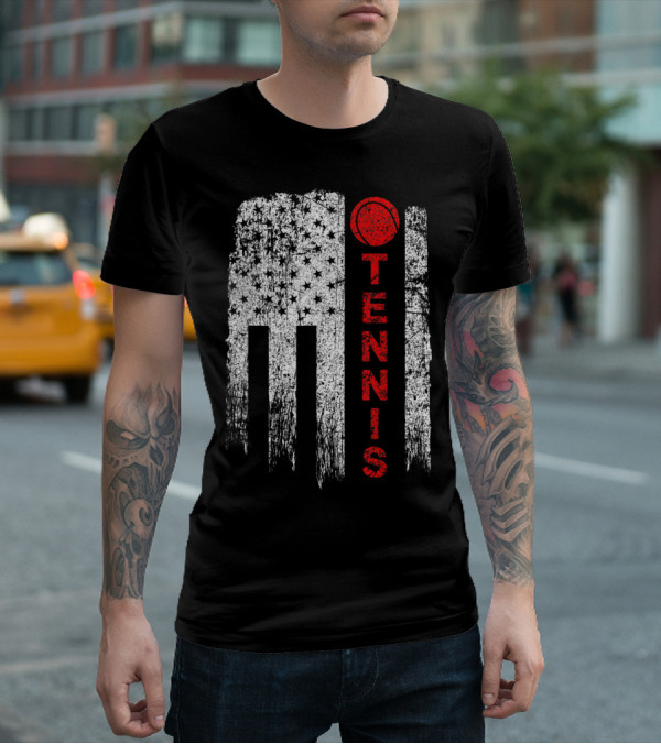 USA Red White Tennis Boys American Grunge T-Shirt