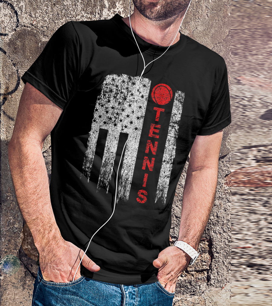 USA Red White Tennis Boys American Grunge T-Shirt