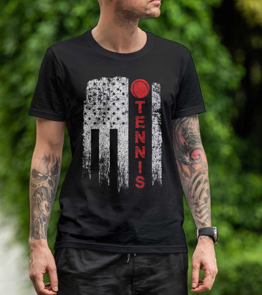 USA Red White Tennis Boys American Grunge T-Shirt