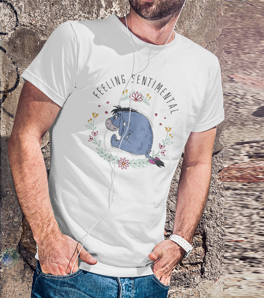 Eeyore Feeling Sentimental Surrounded By Floral Accents T-Shirt