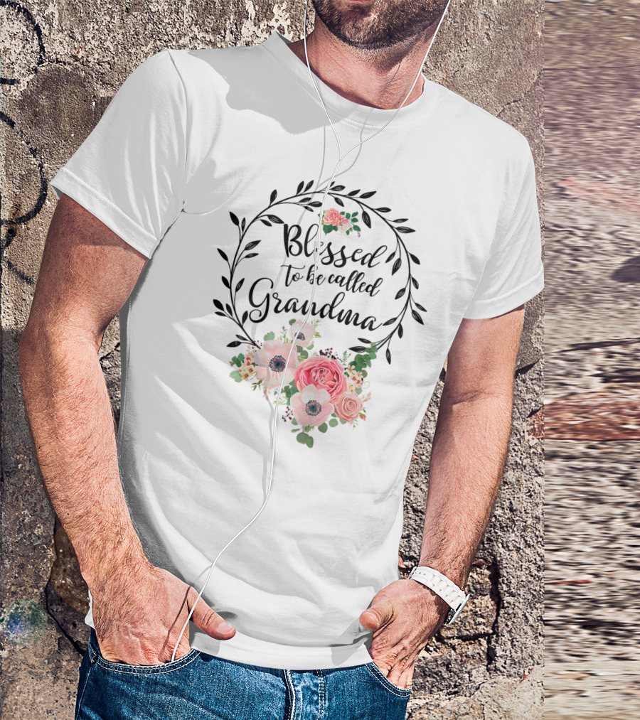 Blessed To Be Called Grandma Floral Wreath T-Shirt