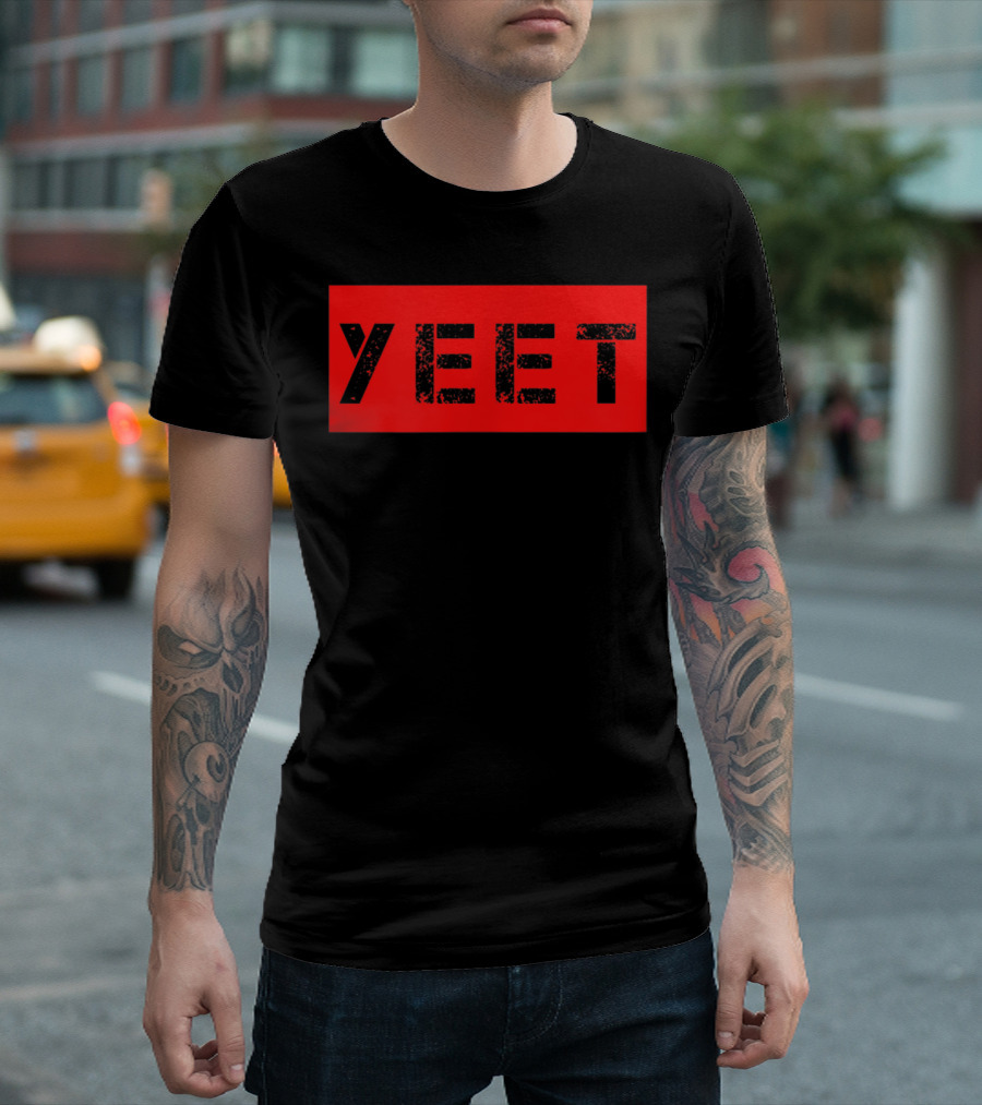 Yeet Meme Gamer Millennial Slogan Bold Red Block Text T-Shirt