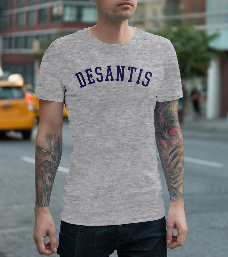 DeSantis Gray Cotton Block Text T-Shirt
